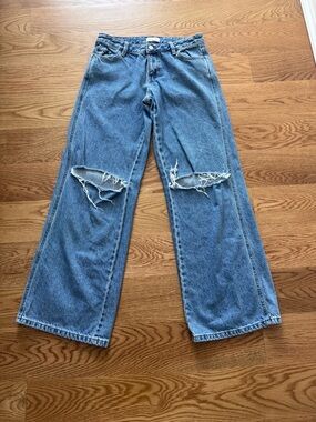 PacSun Light Blue Distressed Wide Leg Jeans